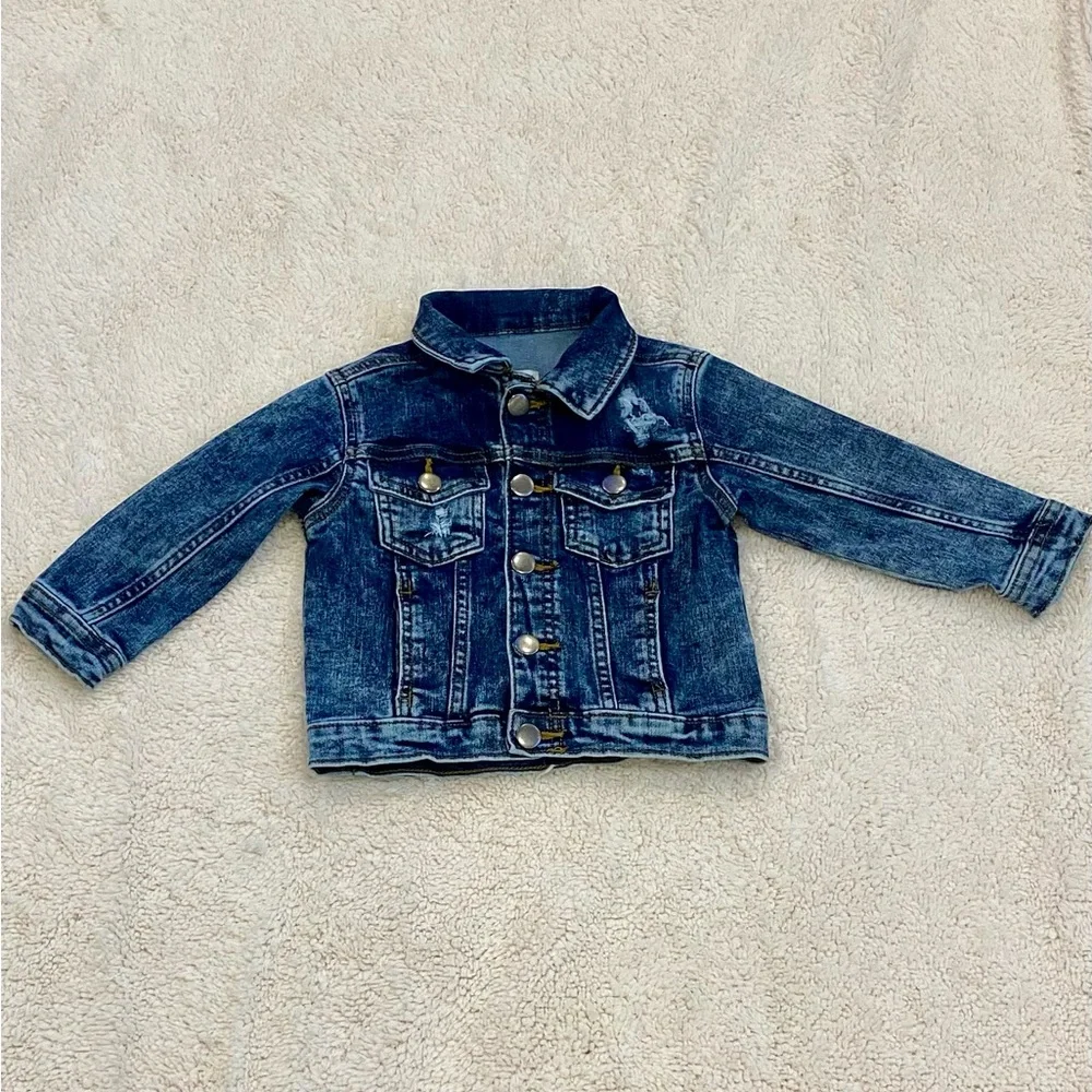 NWOT Wonder Nation Distress Dark Blue Acid Wash Jean Jacket for Kids